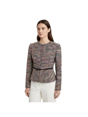 Nanette Lepore Juke Box Tweed Peplum Blazer Size 4 Multicolor